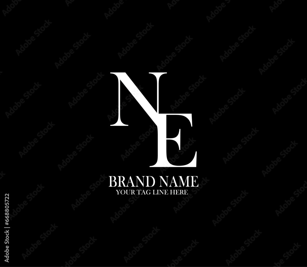 NE letter logo. Alphabet letters Initials Monogram logo. background with black