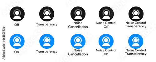 robotic headphones mode set icons noise canceling vector icon eps10