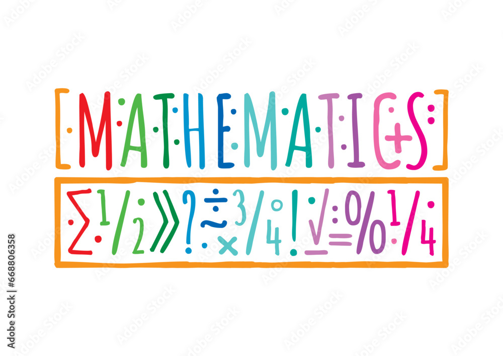 Math symbols with the word mathematics. mathematics concept for education and business