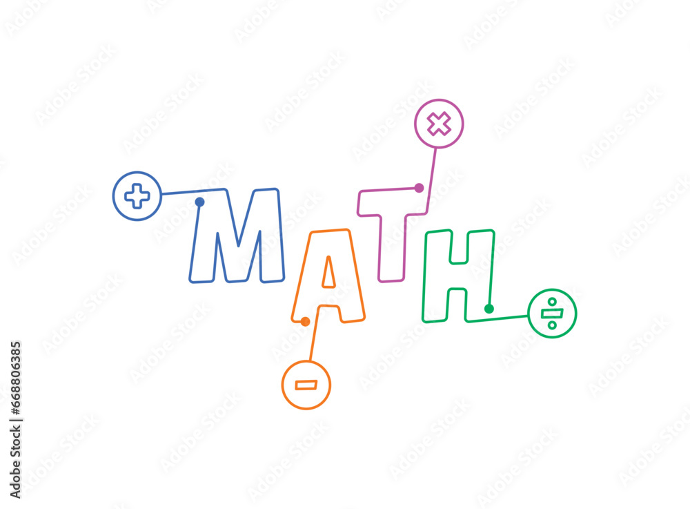 math word and four operation symbols. math concept for education math word and four operation symbols. math concept for education