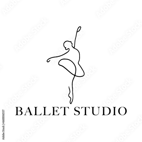 a minimal line posture woman ballet dance studio logo 