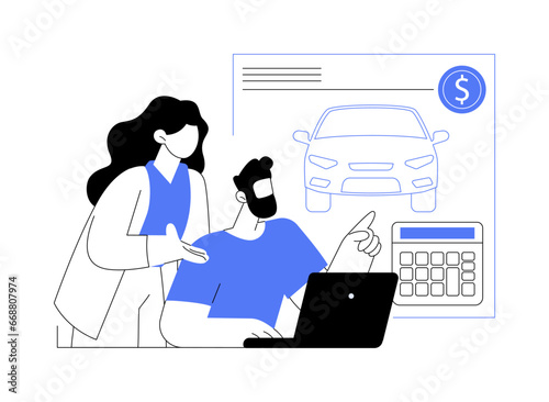 Car manufacturing cost analysis abstract concept vector illustration.