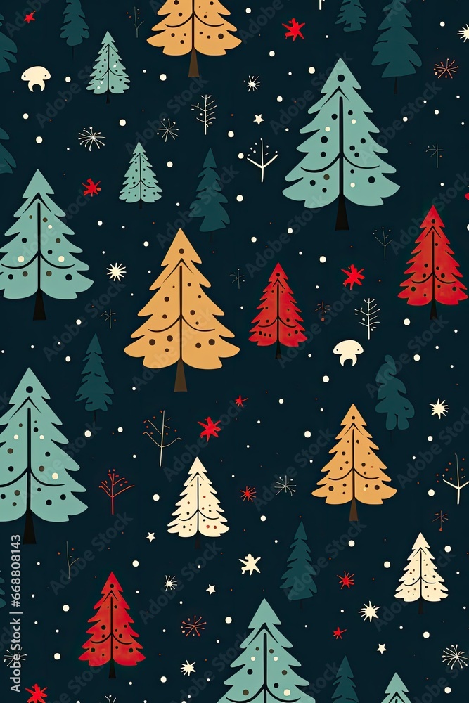 Universal winter landscape with Christmas trees Universal winter landscape with Christmas trees