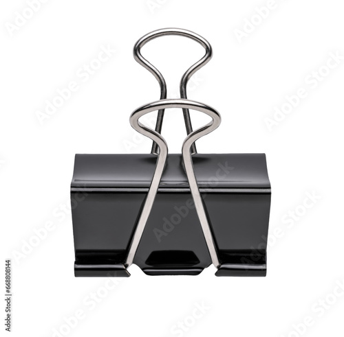 macro shot of a black, binder paper clip