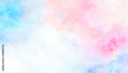 Abstract pink and blue watercolor pastal background with copy space for text or image