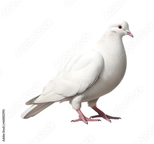 Close-up photo of a white dove isolated on a transparent background. Generative AI 