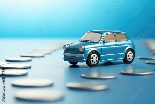 Car Insurance Concept With Blue Car For Protection