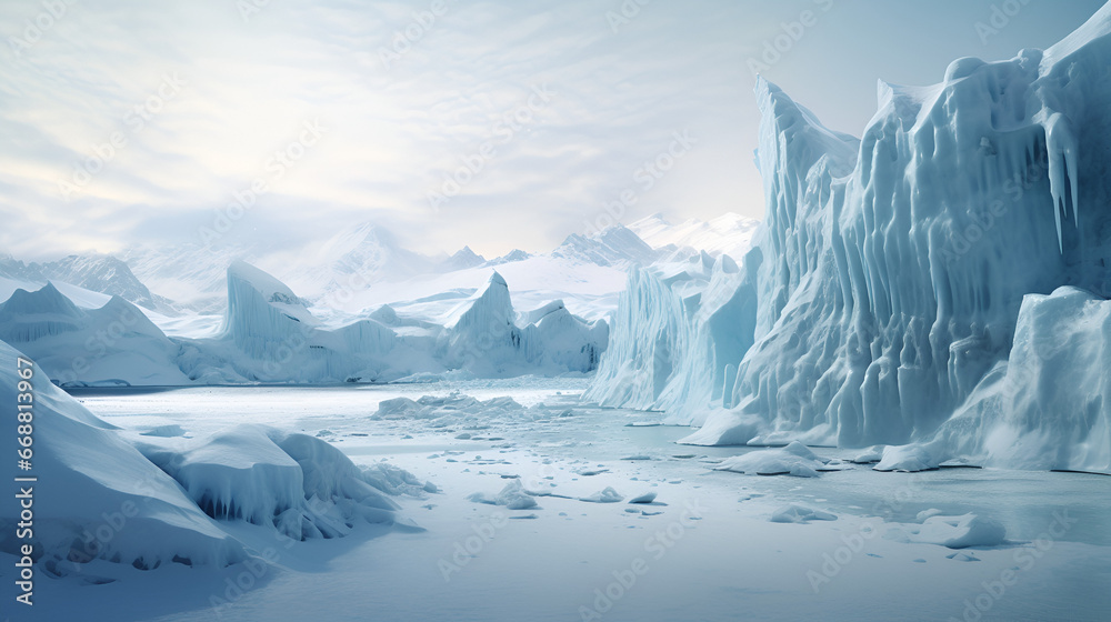 glacier icebergs melting, global warming 