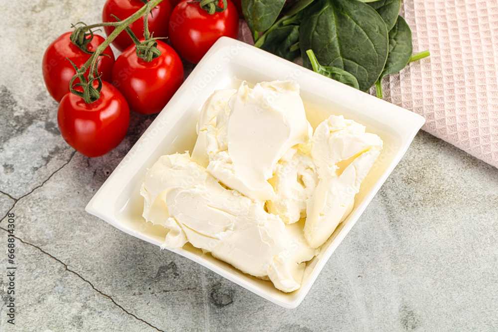 Soft cream cheese in the bowl Soft cream cheese in the bowl