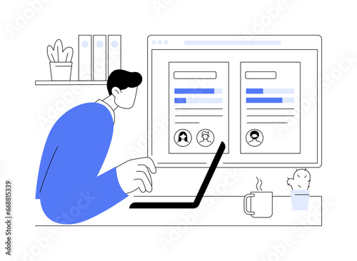Project status updates abstract concept vector illustration.