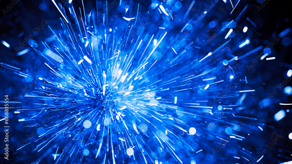 Obraz premium Blue sparks and blurred background
