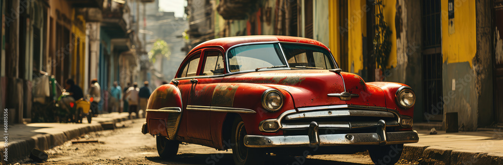 Caribbean Time Capsule: An Old Car on Haitian or Cuban Street Poster, Capturing the Timeless Rhythm of Vintage Veins Amidst Tropical Tales, Crafted by Generative AI Caribbean Time Capsule: An Old Car on Haitian or Cuban Street Poster, Capturing the Timeless Rhythm of Vintage Veins Amidst Tropical Tales, Crafted by Generative AI
