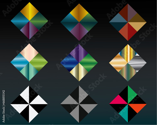 Multi color geometrical gradient patterns.