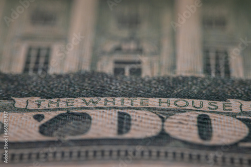 Twenty dollars close up. Twenty dollar bill, eye Jackson background. Details of cash American twenty dollars. Old American dollars, details of old American cash dollars