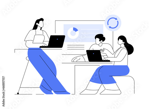 Synchronized access isolated cartoon vector illustrations.