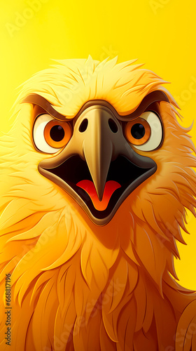 funny little eagle on a colored background,illustration. AI Generated