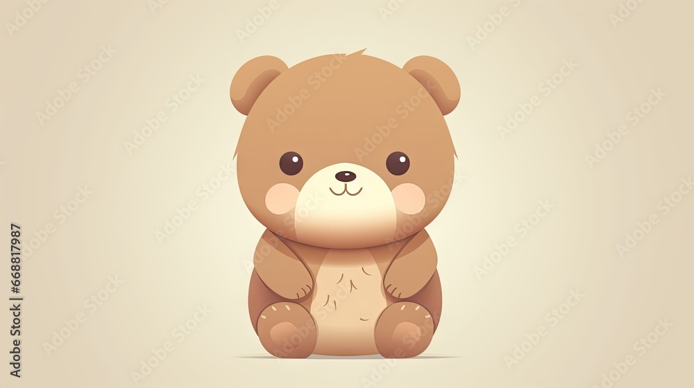 a brown teddy bear sitting on top of a white floor. generative ai a brown teddy bear sitting on top of a white floor. generative ai