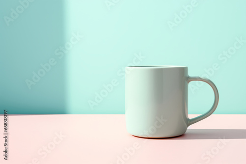 Coffee or tea mug over pastel background. Generative AI