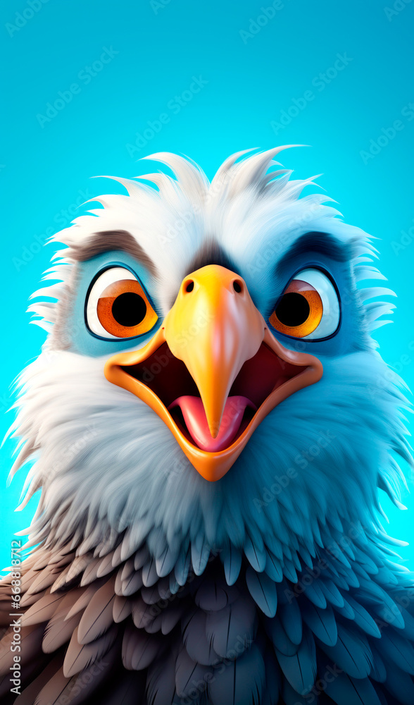 funny little eagle on a colored background,illustration. AI Generated funny little eagle on a colored background,illustration. AI Generated