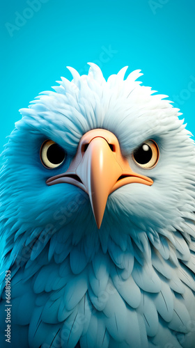 funny little eagle on a colored background illustration. AI Generated