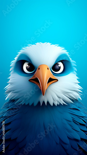 funny little eagle on a colored background,illustration. AI Generated © millenius