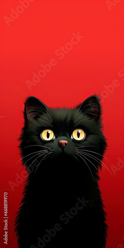 Funny cute kitten on a colored background. AI Generated