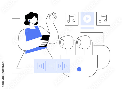 Wireless earbuds isolated cartoon vector illustrations.