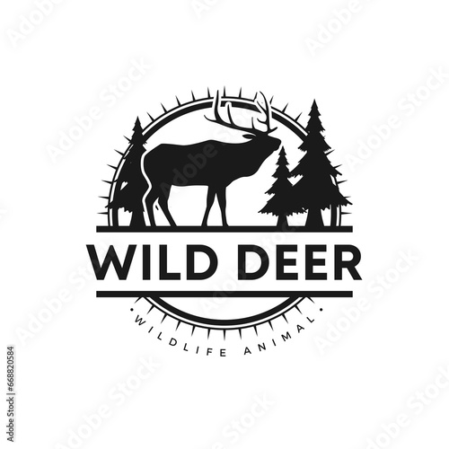 Deer logo  Wild deer wild  isolated  head  nature  wildlife  design  silhouette  element  