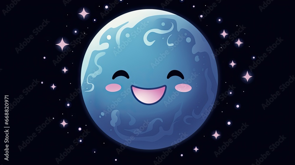 a blue planet with a smiley face and stars around it. generative ai a blue planet with a smiley face and stars around it. generative ai