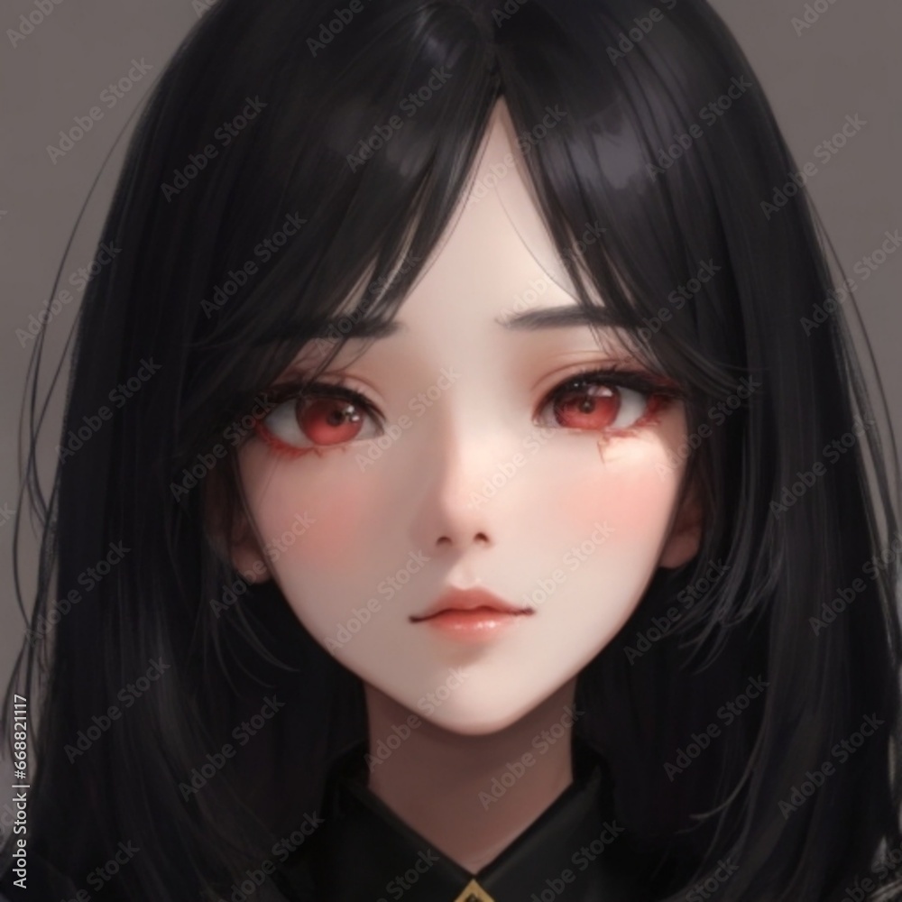 Illustration of a beautiful Asian woman's face for a profile photo