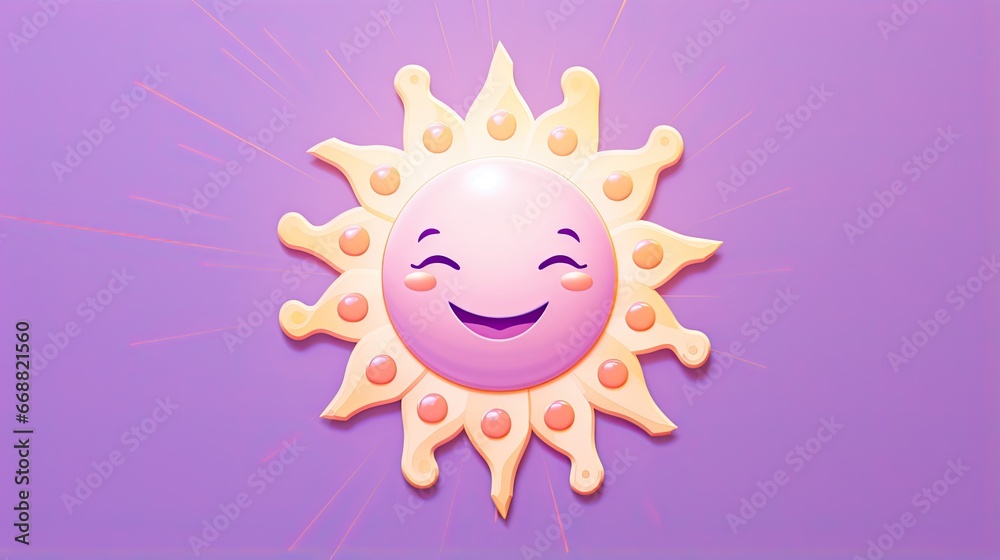 a sun with a smile on it's face on a purple background. generative ai a sun with a smile on it's face on a purple background. generative ai