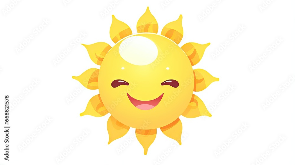 a yellow sun with a smile on it's face.  generative ai
