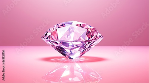  a pink diamond sitting on top of a pink table top.  generative ai