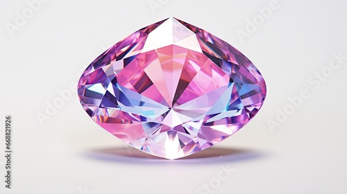  a very pretty pink diamond on a white surface with a shadow. generative ai