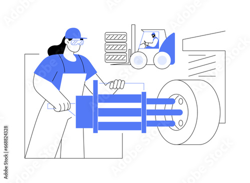 Truck chassis production abstract concept vector illustration.