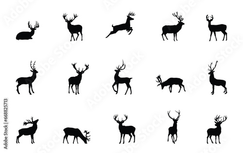 Set of deer silhouettes photo