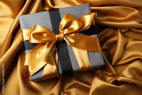 Gift box with satin ribbon and bow professional photography 