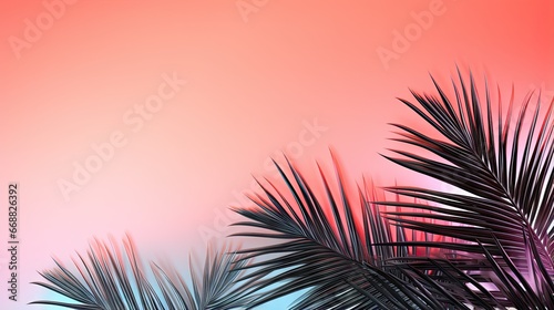  a pink and blue background with a palm tree in the foreground.  generative ai