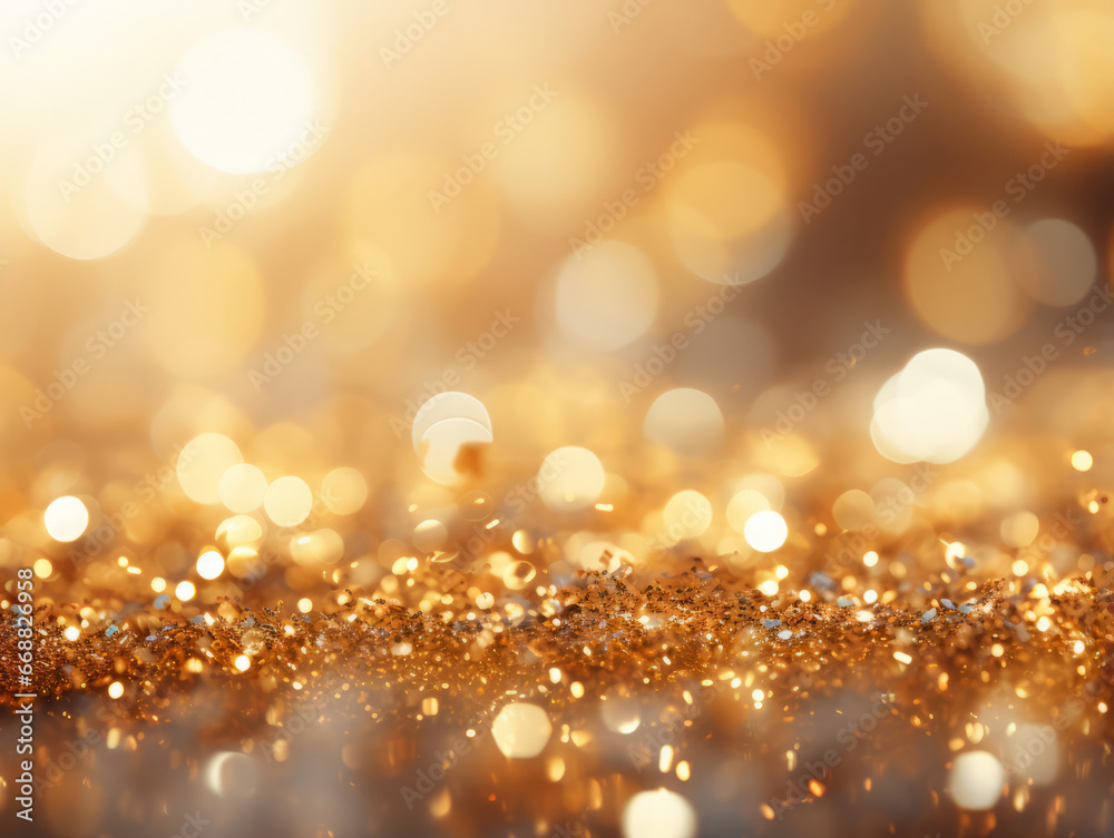 Luxury Glittering Gold Texture Background, a template for greeting cards. Generative Ai