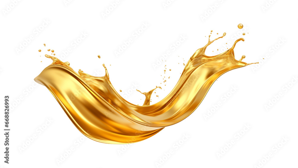 luxury sparkling golden splash waves isolated on a transparent ...