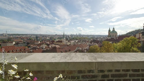 Panorama of Prague on a sunny day from the gardens of Prague Castle