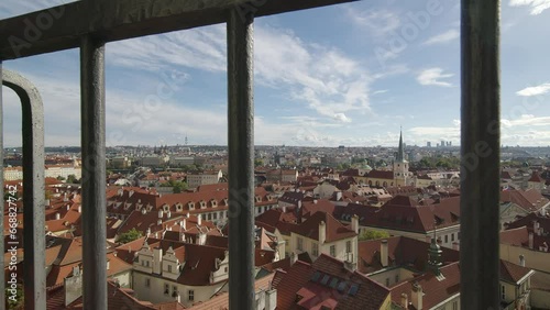 Panorama of Prague on a sunny day from the gardens of Prague Castle