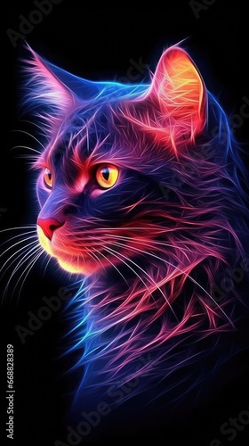 funny neon cat © natalikp