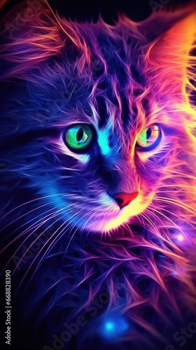 funny neon cat