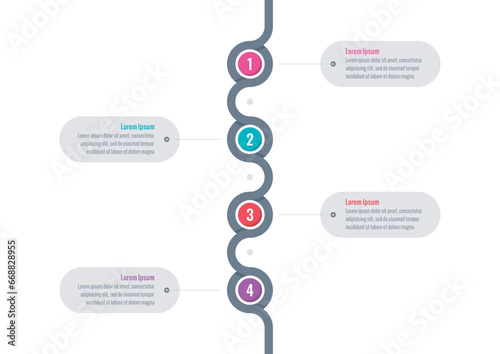 annual report, internet, education, business, magazine information template. four steps infographic template. vertically linked rings informational template