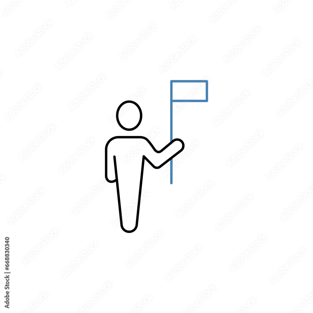 Man with Flag concept line icon. Simple element illustration. Man with Flag concept outline symbol design. Man with Flag concept line icon. Simple element illustration. Man with Flag concept outline symbol design.