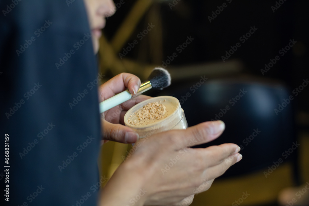 Fototapeta premium professional makeup team in a dressing room