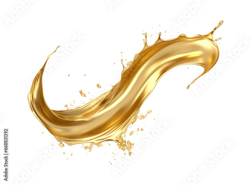 luxury sparkling golden splash waves isolated on a transparent background, Abstract liquid wave, Luxury gold splash, Abstract gold fluid splash. Generative AI