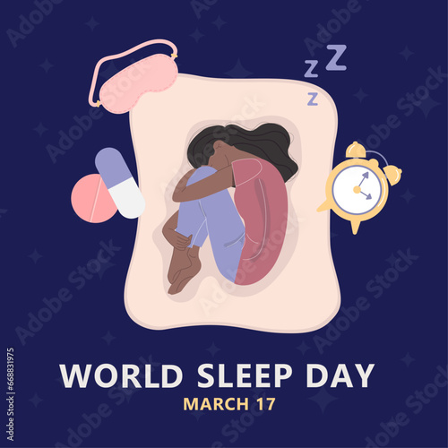 World sleep day poster, background