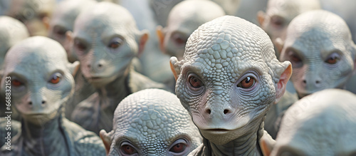 reptilian alien army. AI generated. photo